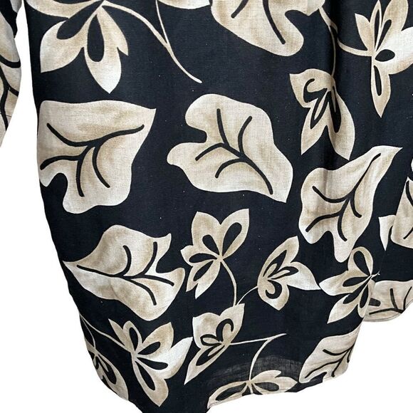Kenneth Gordon Men's Shirt size L Hawaiian Print Short Sleeve Black and Tan - Picture 10 of 13